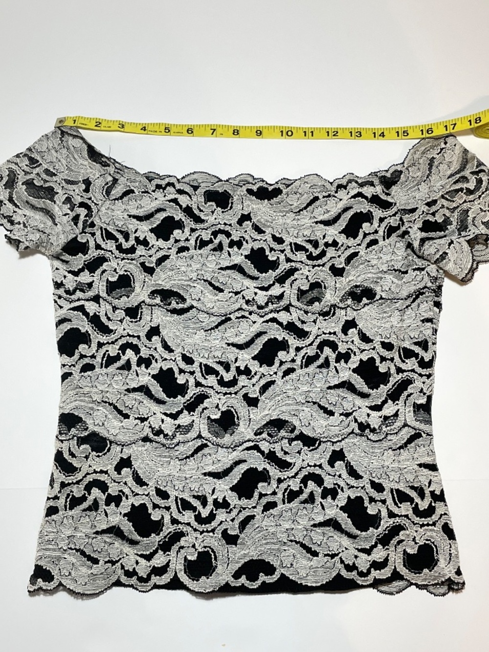 Vintage Cache Lace Black and White Top Made in USA - Picture 4 of 9